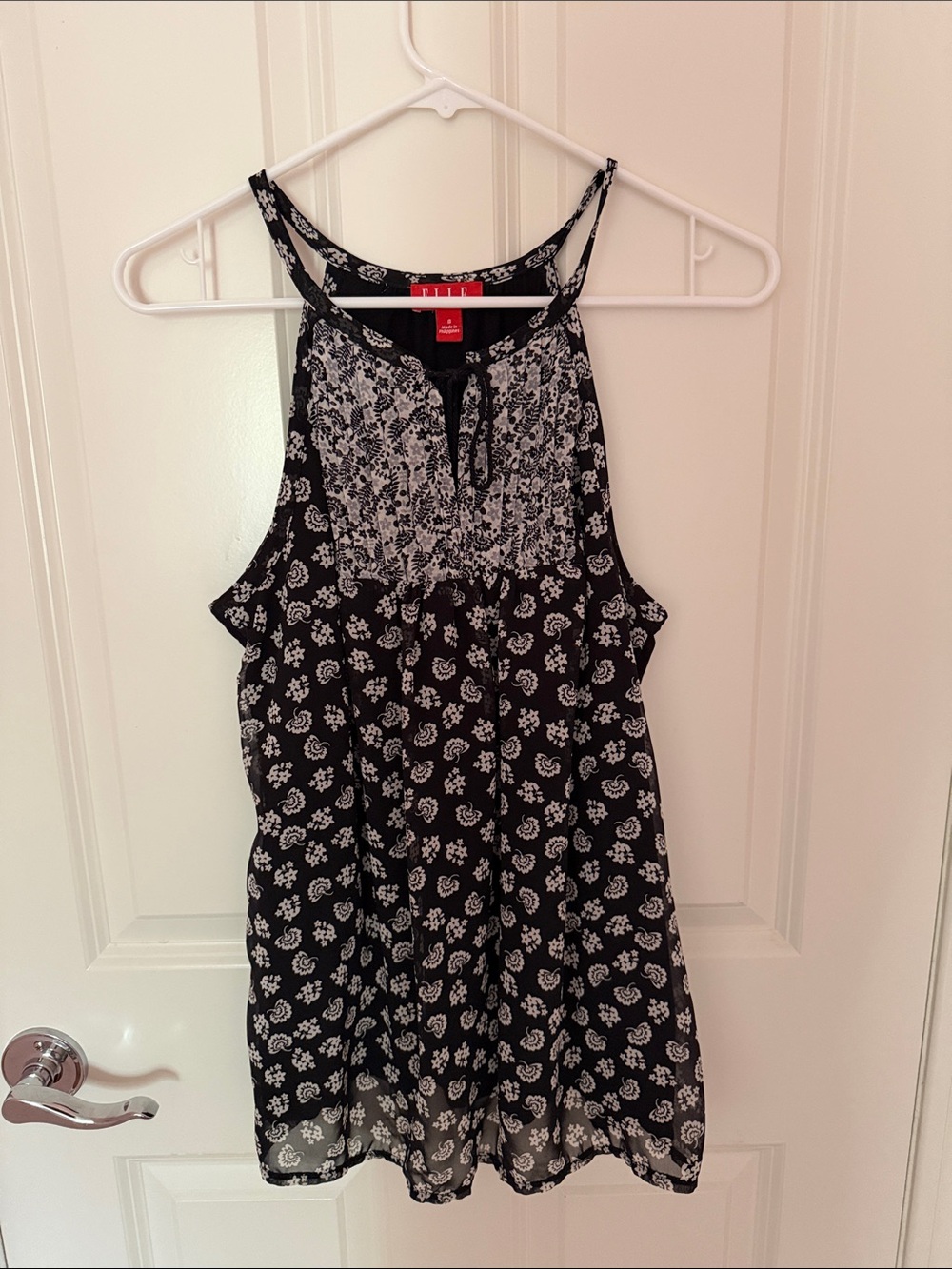 Elle Black and White Floral Halter Camisole